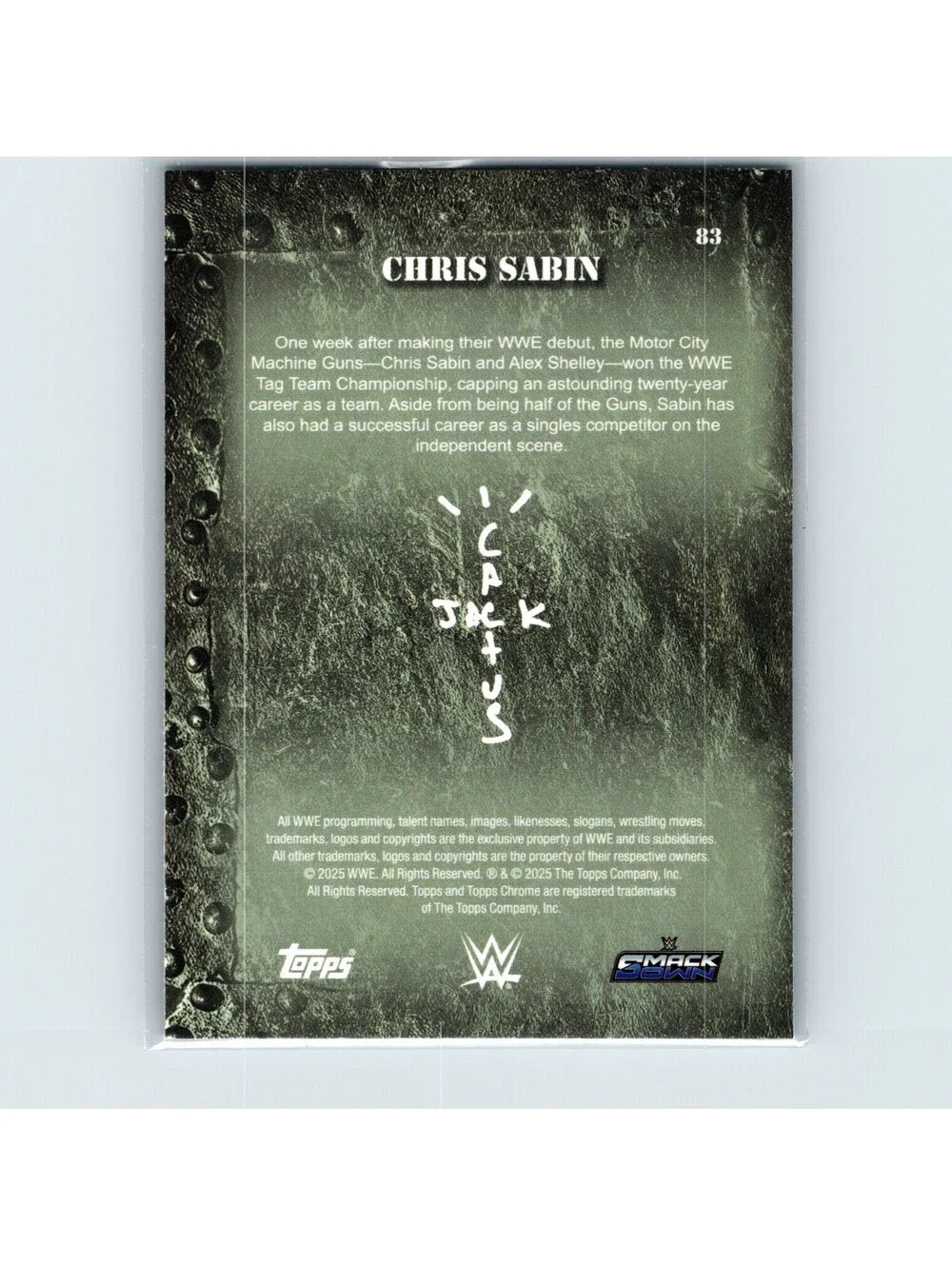 2025 Topps Chrome WWE x Cactus Jack Chris Sabin #83 Blue Refractor #/150